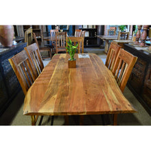 Load image into Gallery viewer, This is our six person double pedestal wood dining table
